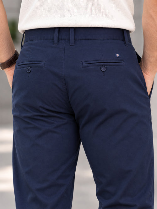 Marine Navy Solid Casual Trousers