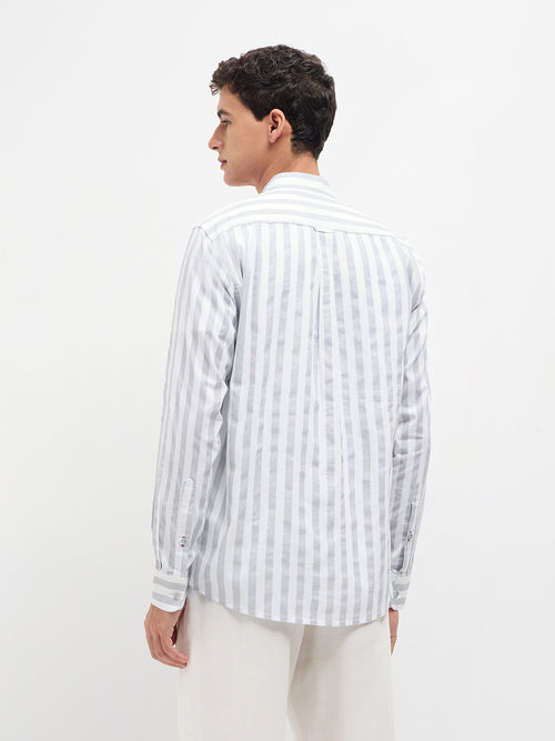 Grey Vertical Stripes Casual Shirt