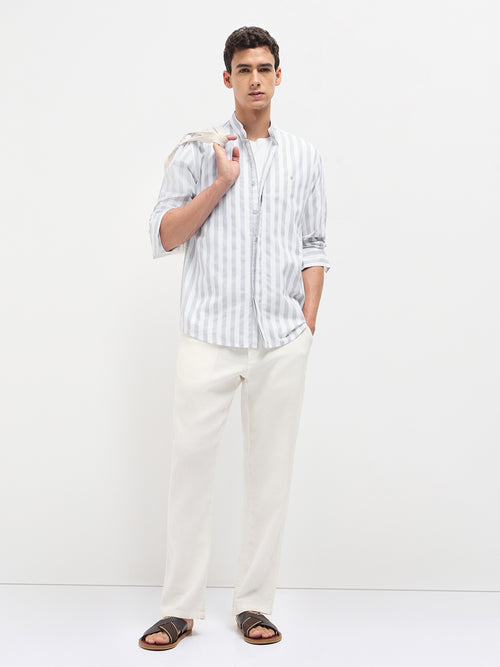 Grey Vertical Stripes Casual Shirt