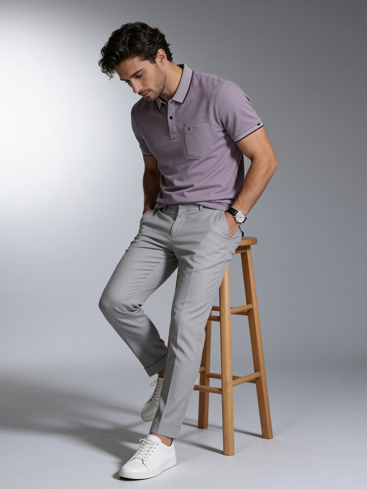 Light Lavender Solid Polo T Shirt