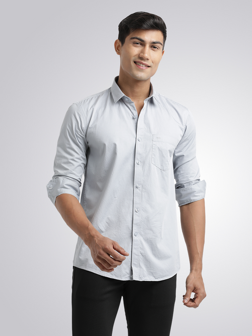 Grey Twill Solid Shirt