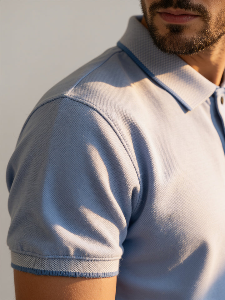 Sky Blue Solid Polo T Shirt