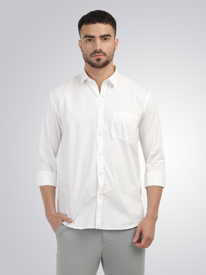 White Twill Solid Shirt