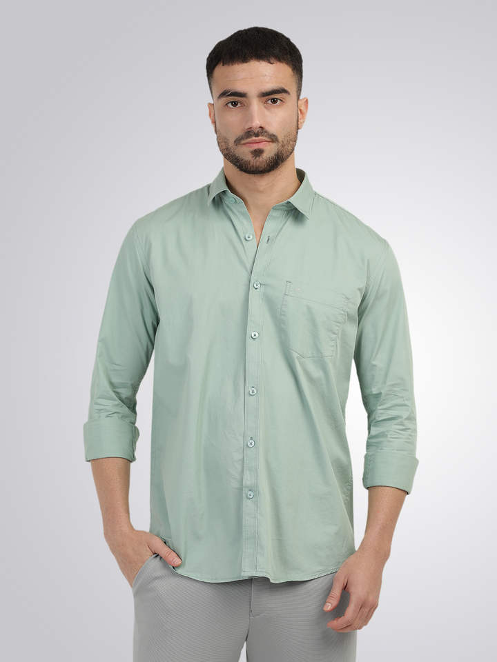 Apple Green Twill Solid Shirt