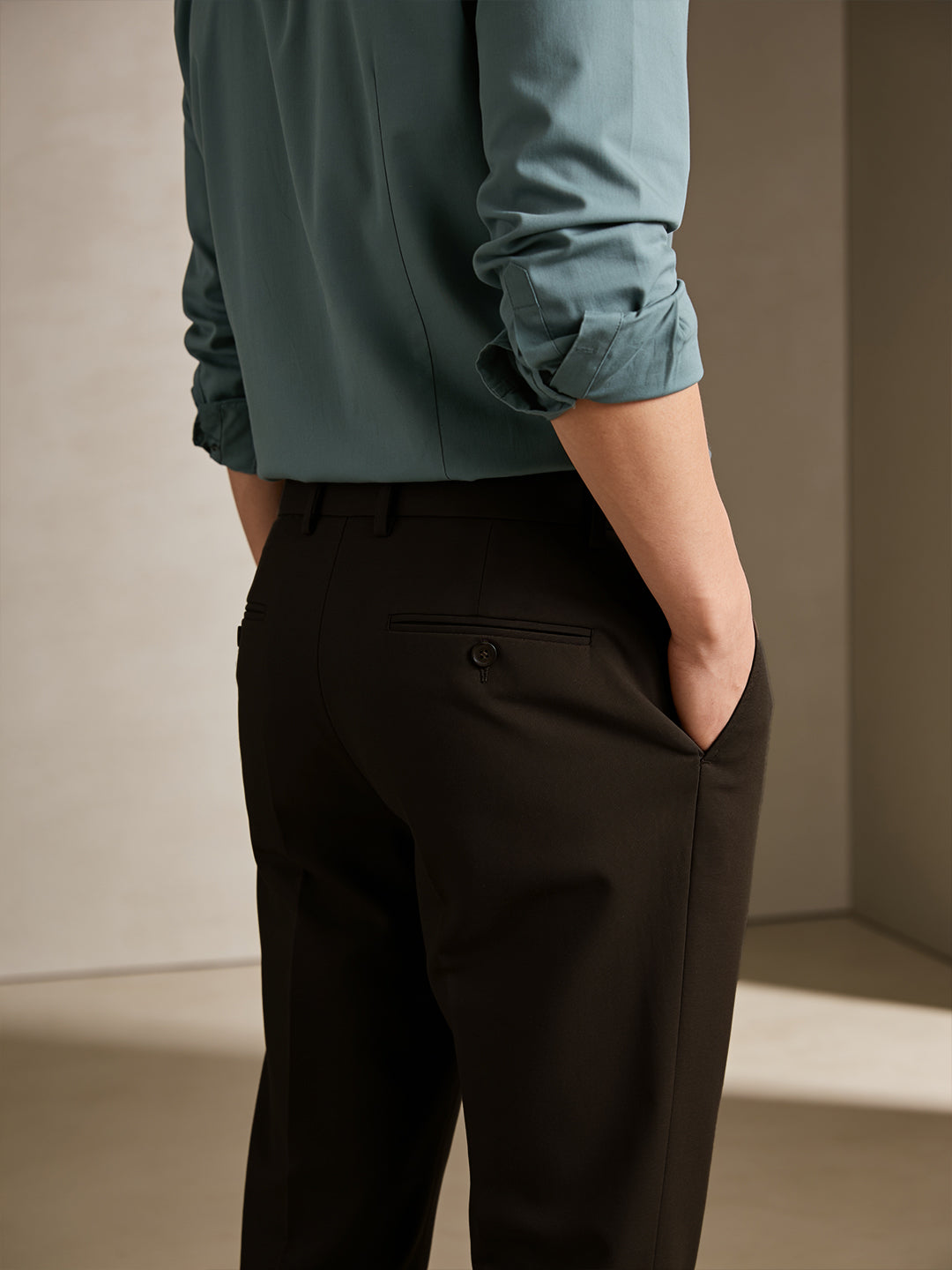 Dark Rust Brown Solid Formal Trousers