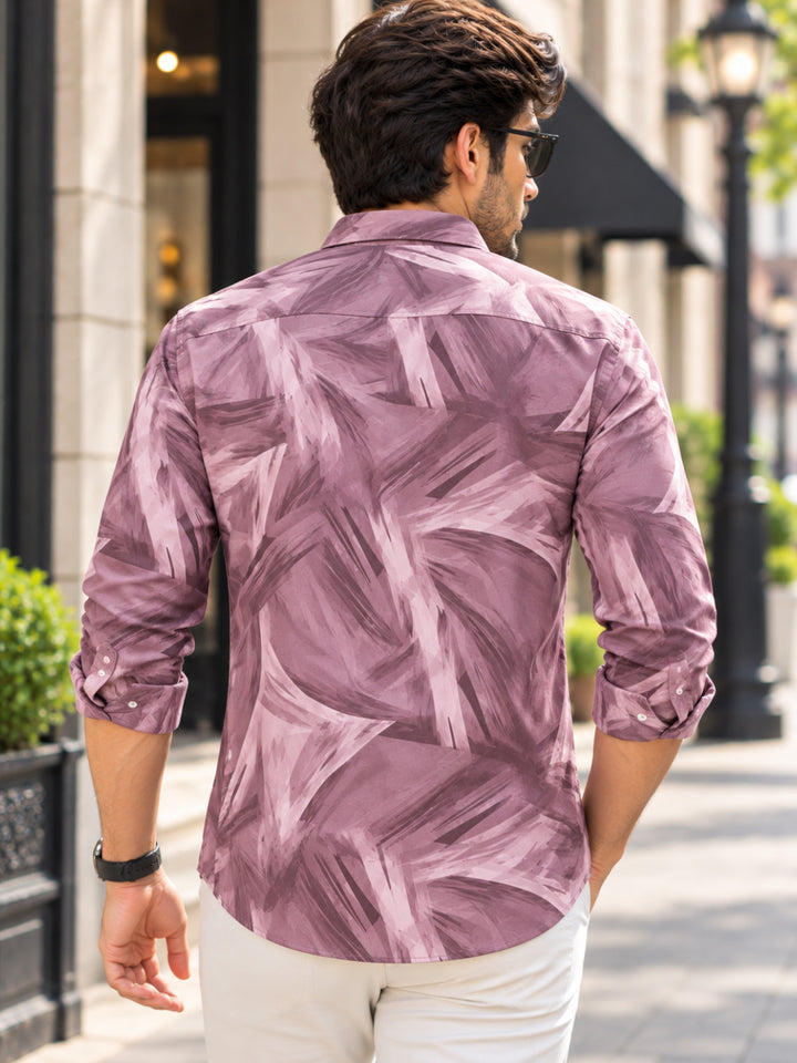 Dusty Rose Mavue Abstract Printed Casual Shirt