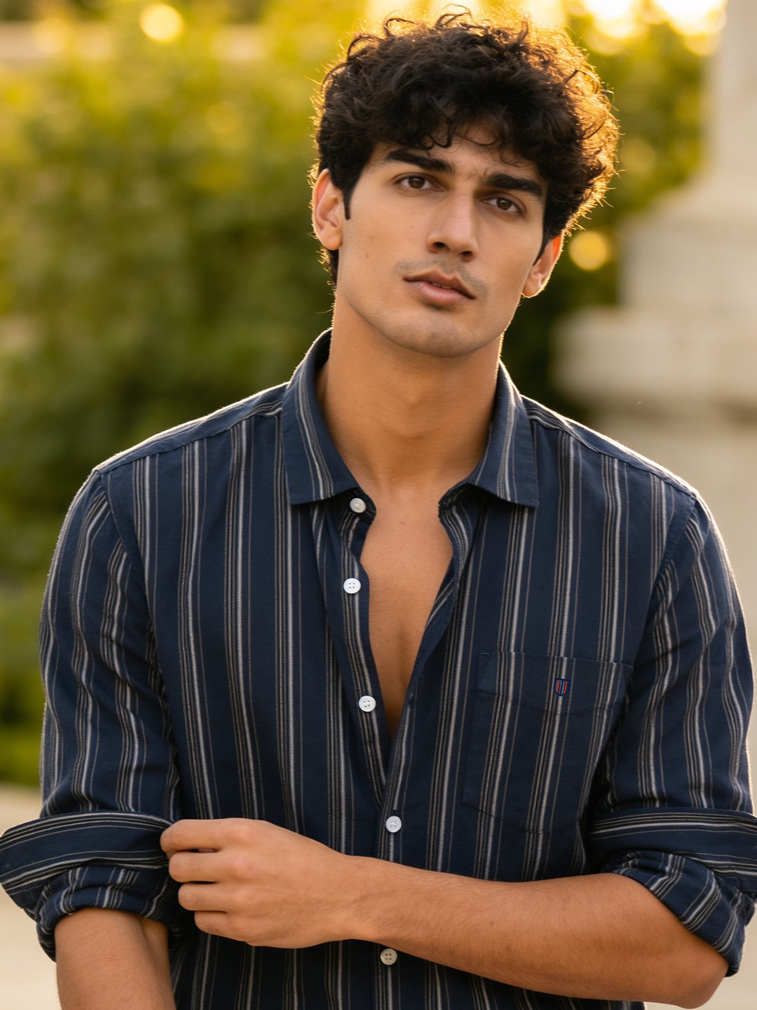 Silver Tide Stripes Casual Shirt
