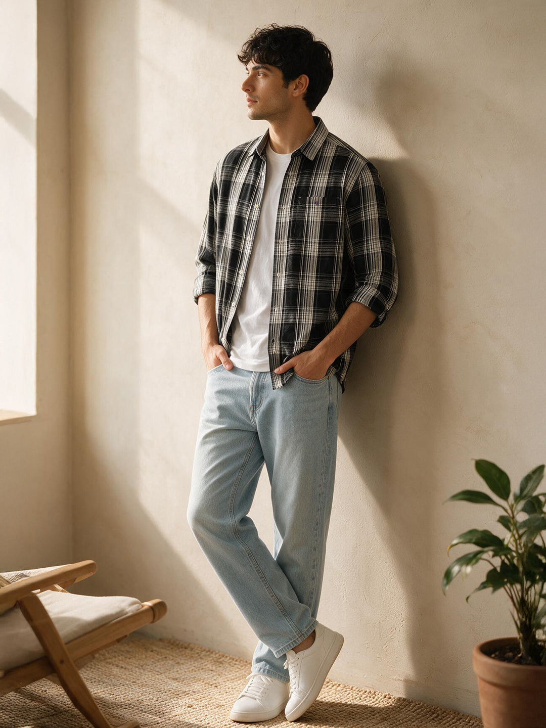 Black Checked Casual Shirt
