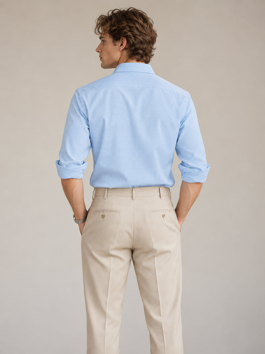 Sky Blue Micro Checkered Formal Shirt