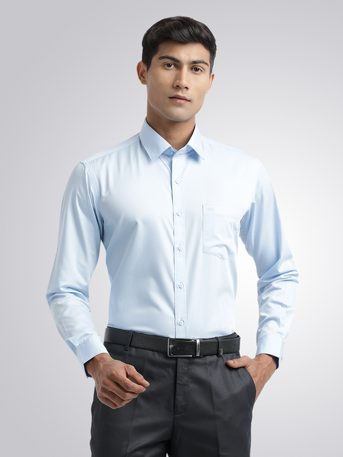 Light Blue Twill Wrinkle Free Solid Shirt