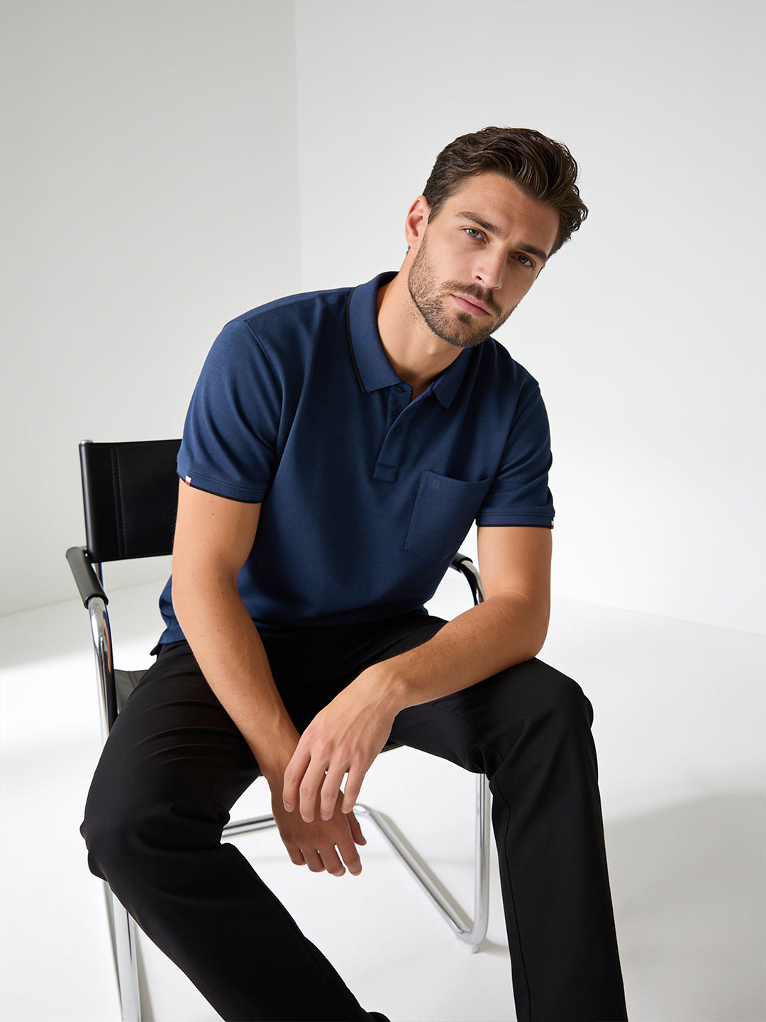 Navy Solid Polo T Shirt