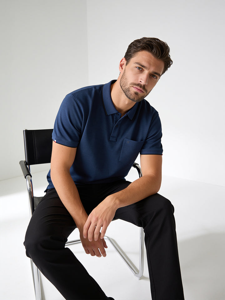 Navy Solid Polo T Shirt