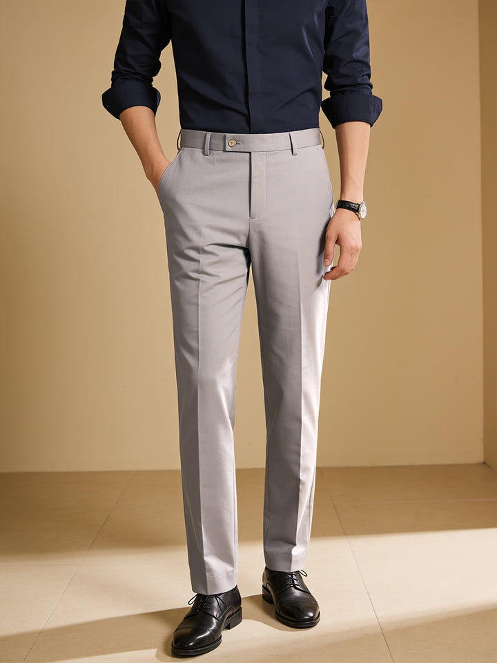 Light Silver Grey Solid Formal Trousers