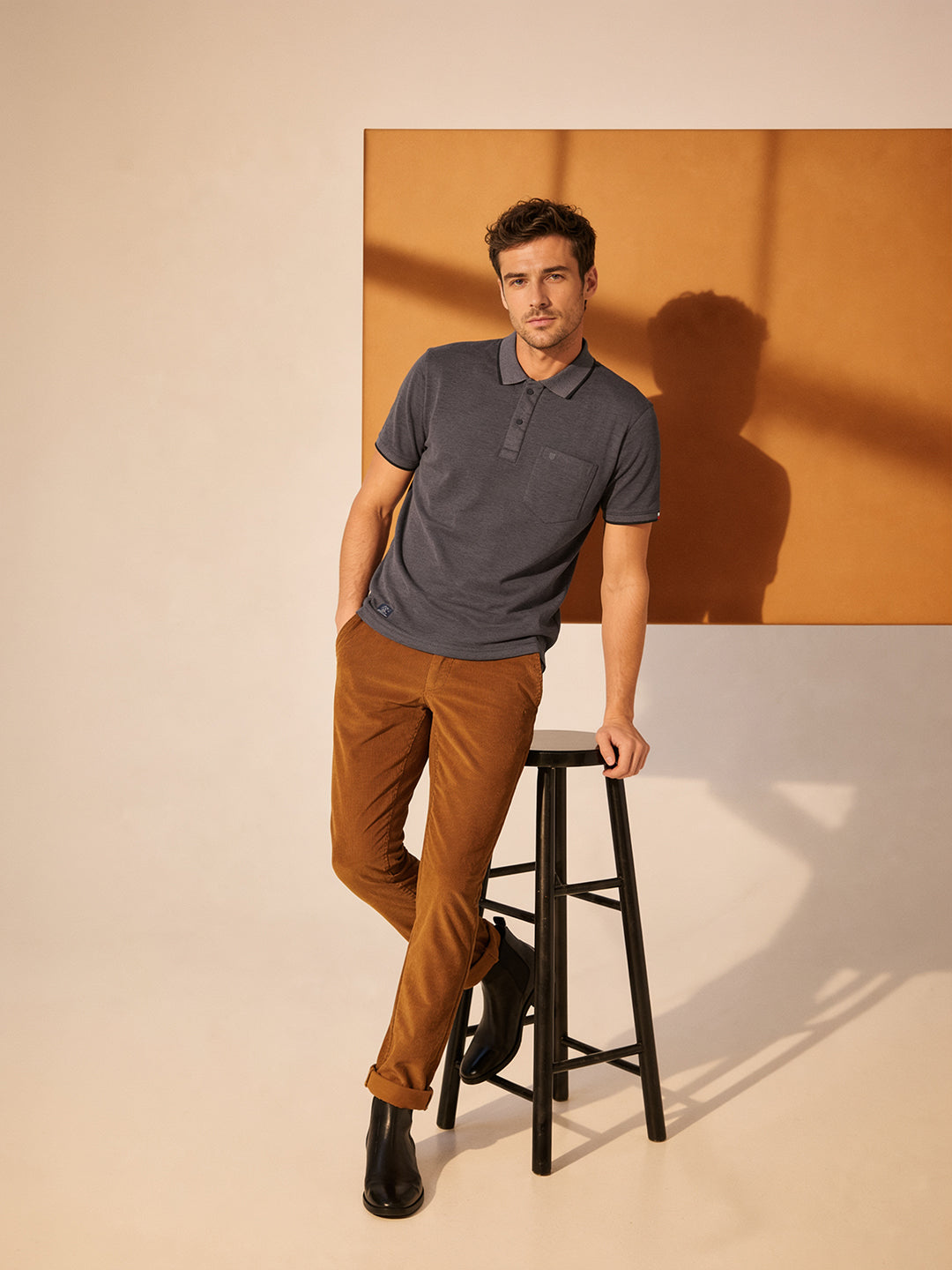 Deep Ash Grey Solid Polo T Shirt
