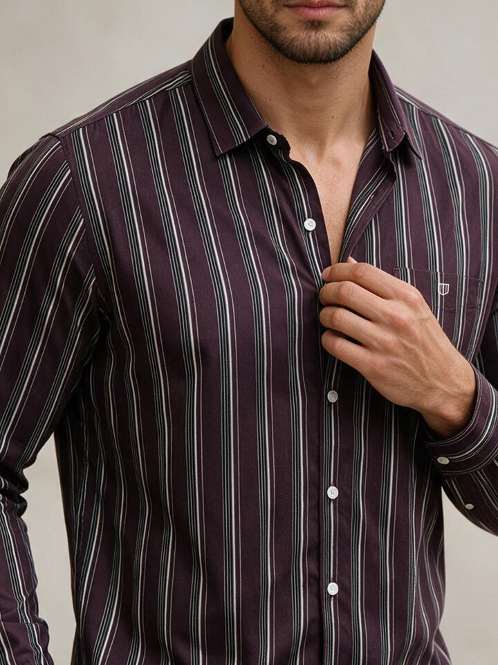 Red Purple Stripes Casual Shirt