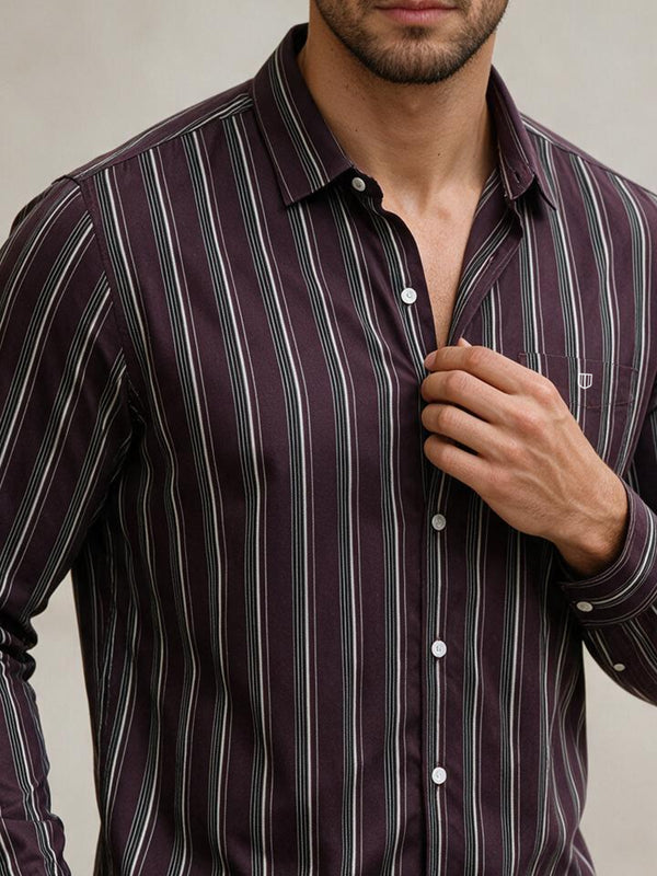 Red Purple Stripes Casual Shirt