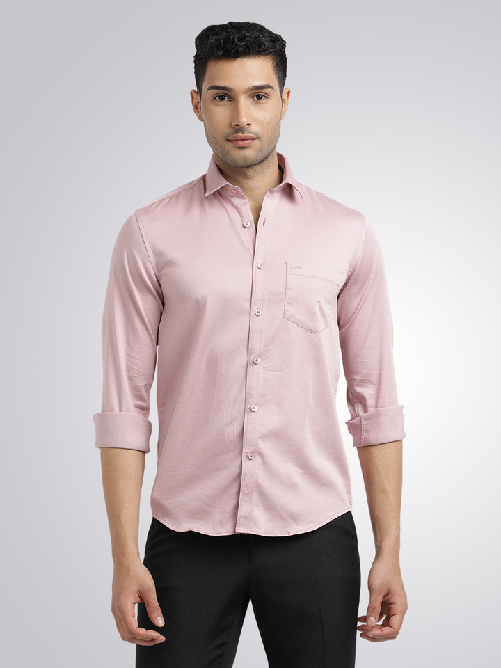 Dusty Pink Satin Solid Shirt