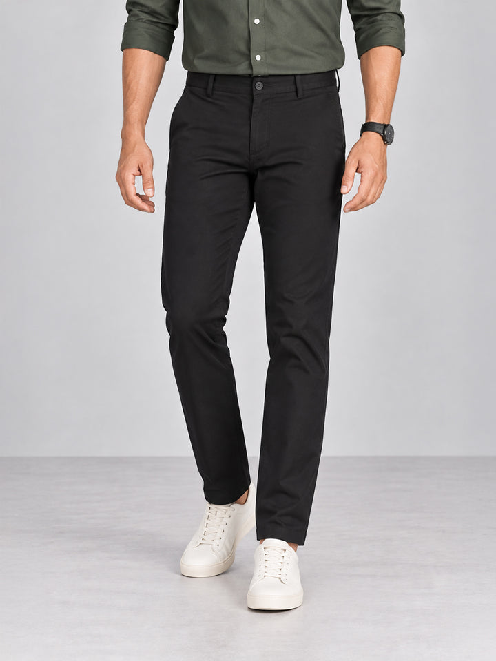 Dark Black Solid Casual Trousers