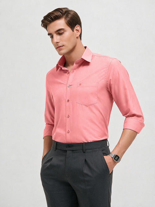 Deep Peach Solid Formal Shirt