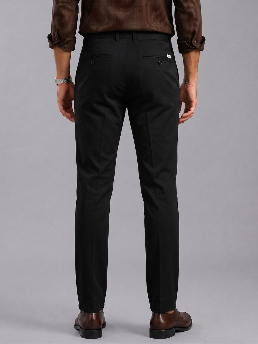 Deep Black Solid Casual Trousers
