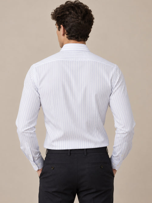 Ink Blue and White Vertical Stripes Formal Shirt