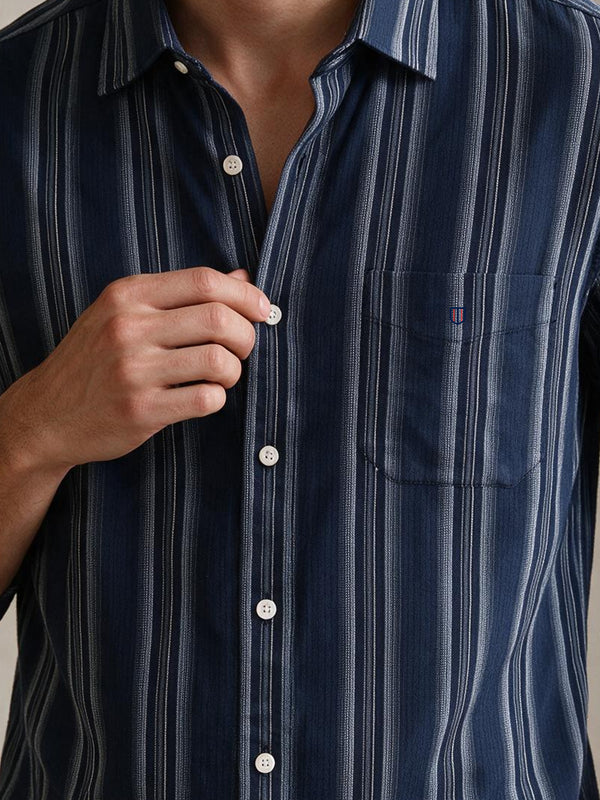 Blue Graphite Stripes Casual Shirt