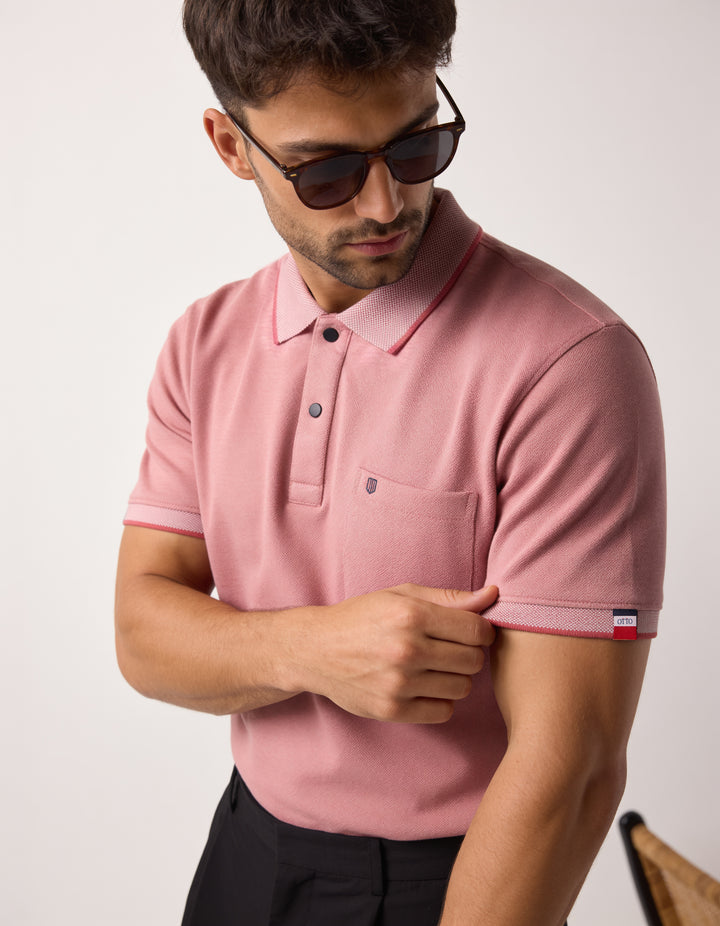 Muted Pink Solid Polo T Shirt
