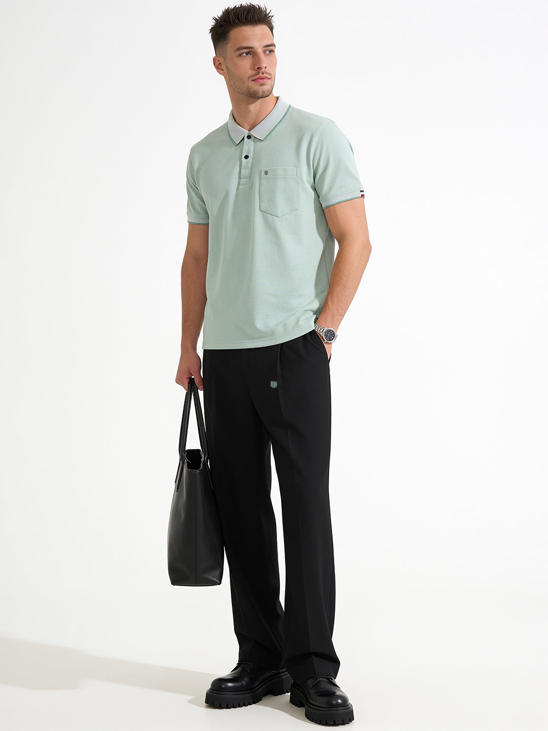 Olive Solid Polo T Shirt