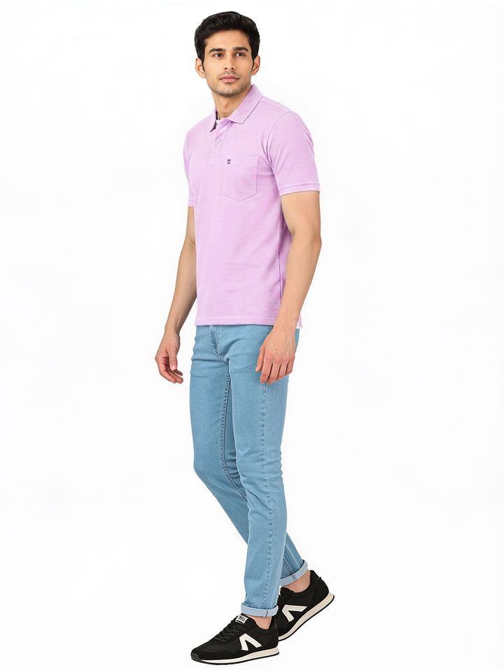 Lavendar Plain Casual Polo T shirt