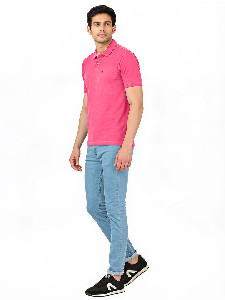 Magenta Pink Plain Polo T Shirt