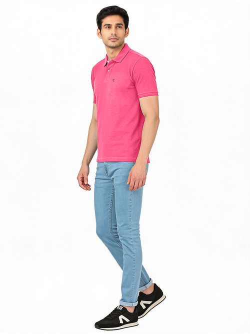Magenta Pink Plain Polo T Shirt