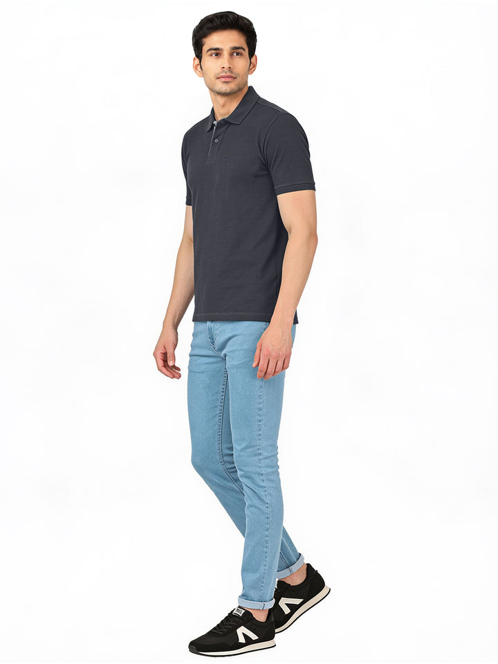 Charcoal Plain Polo T Shirt