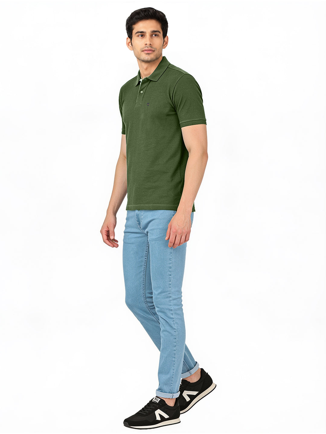 Olive Green Plain Polo T Shirt