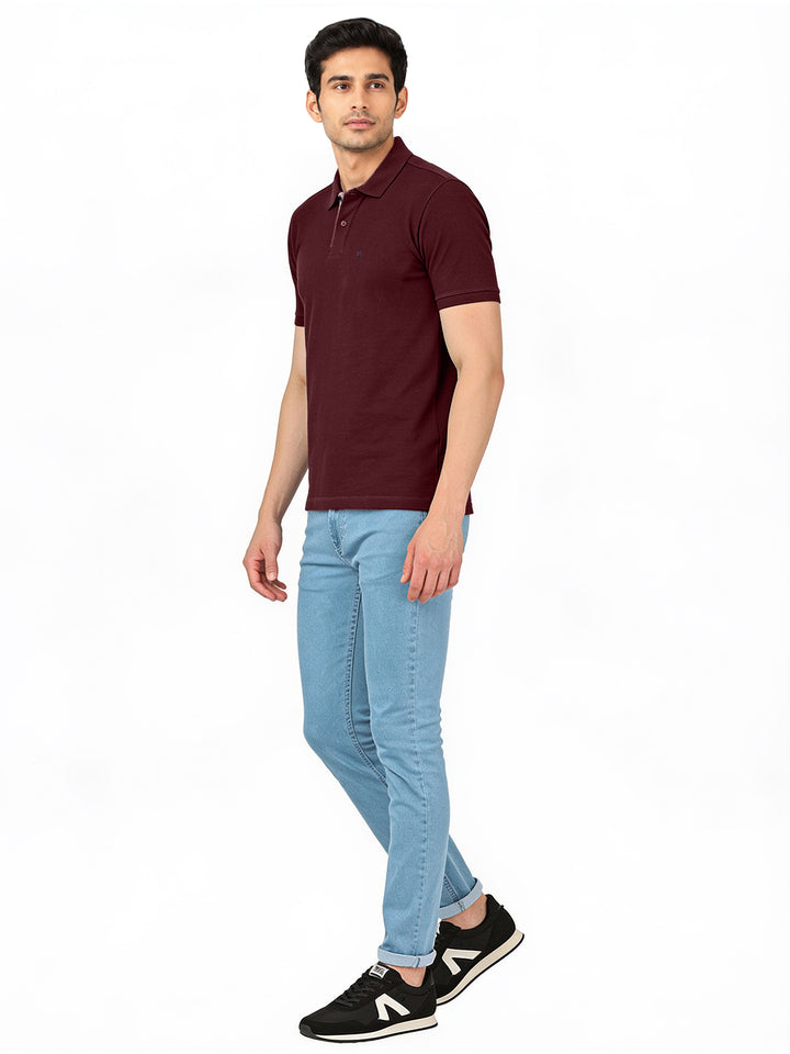 Maroon Plain Polo T Shirt