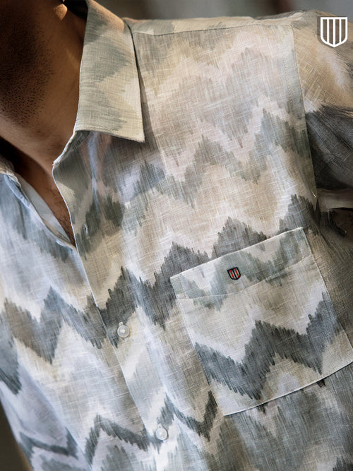 Grey Abstract Printed Casual Shirt