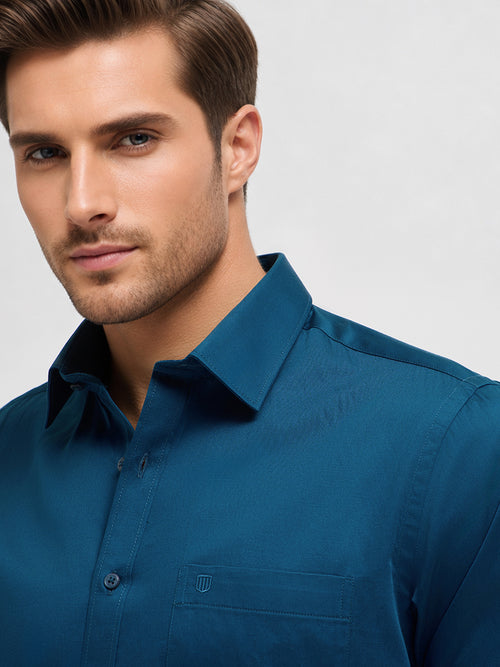 Ocean Teal Solid Formal Shirt