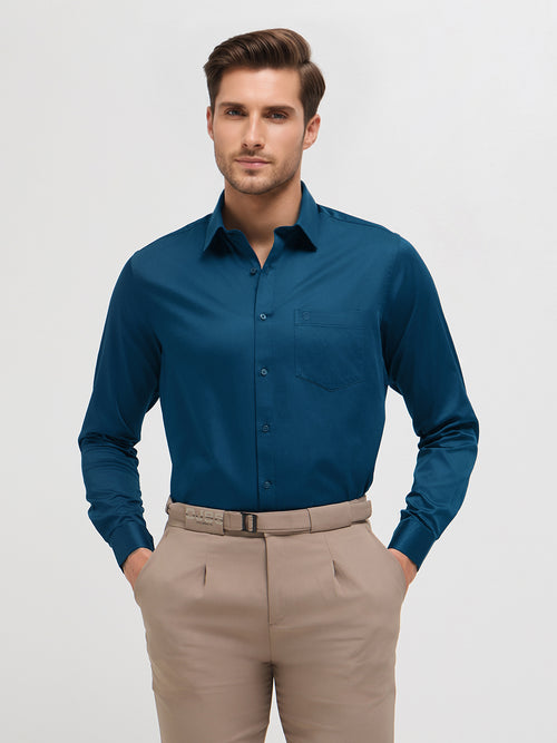 Ocean Teal Solid Formal Shirt