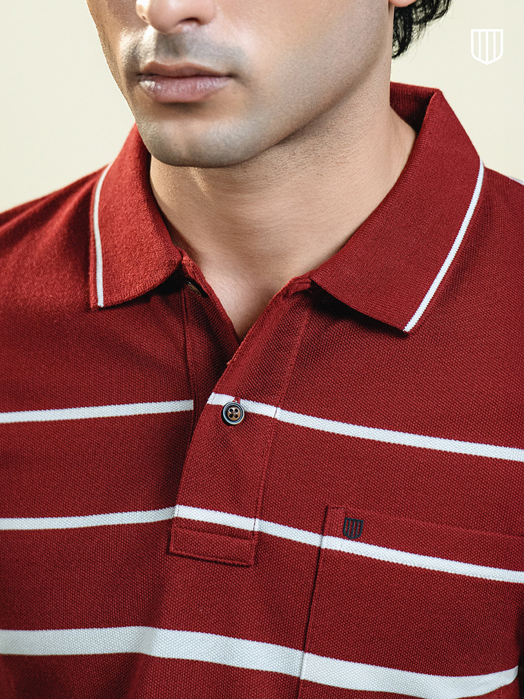 Red Horizontal Stripes Polo T Shirt