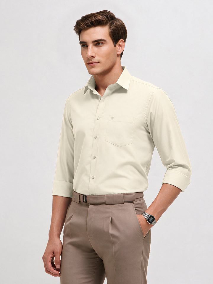 Pale White Solid Formal Shirt