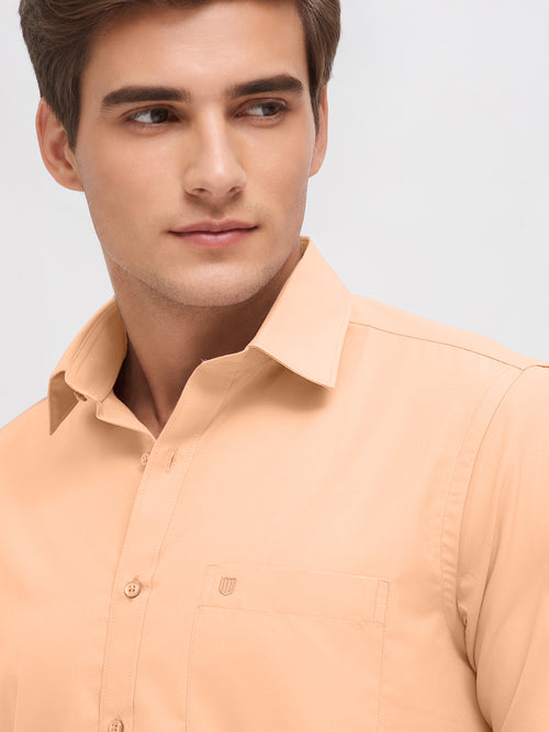 Sand Peach Solid Formal Shirt