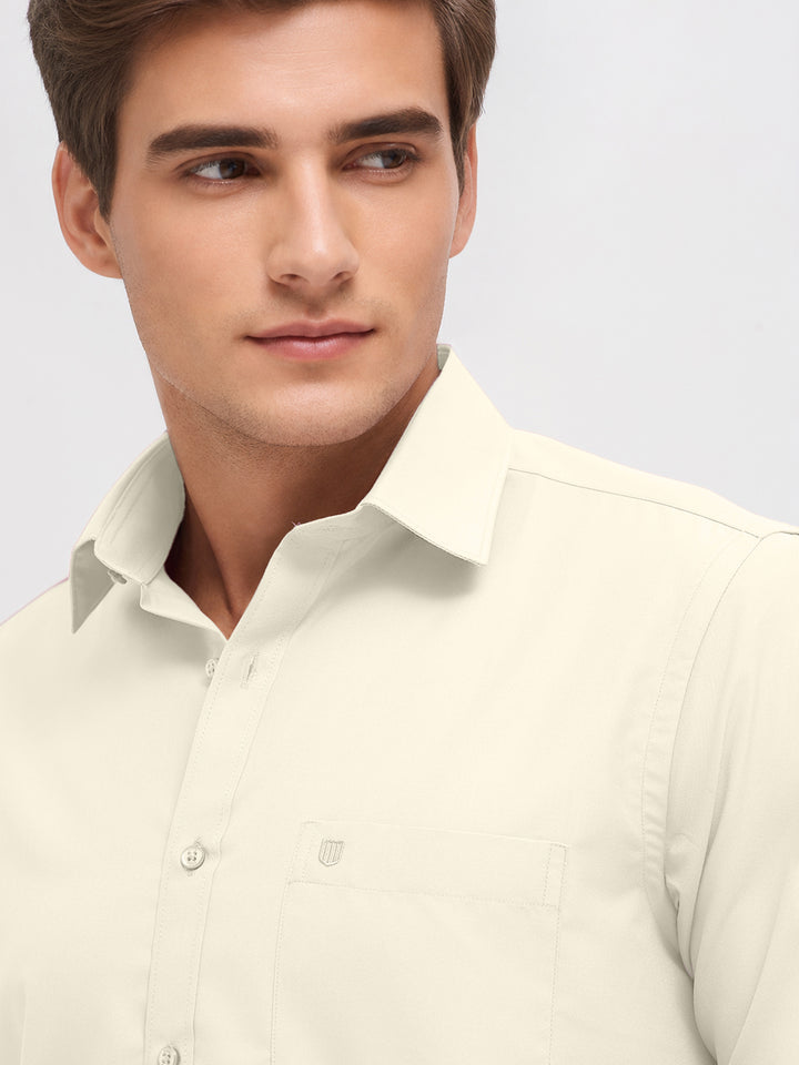 Pale White Solid Formal Shirt