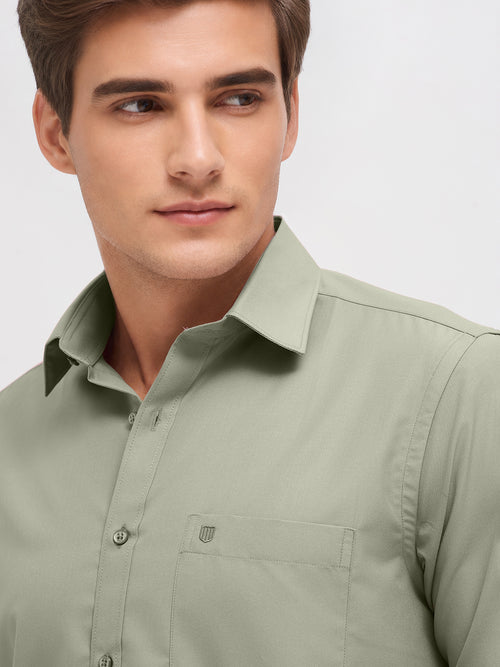 Pastel Olive Solid Formal Shirt
