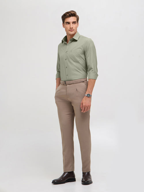 Pastel Olive Solid Formal Shirt
