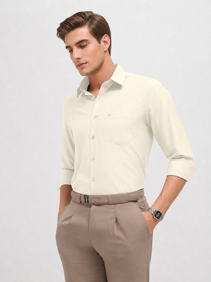 Pale White Solid Formal Shirt
