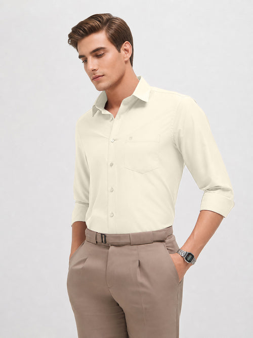 Pale White Solid Formal Shirt