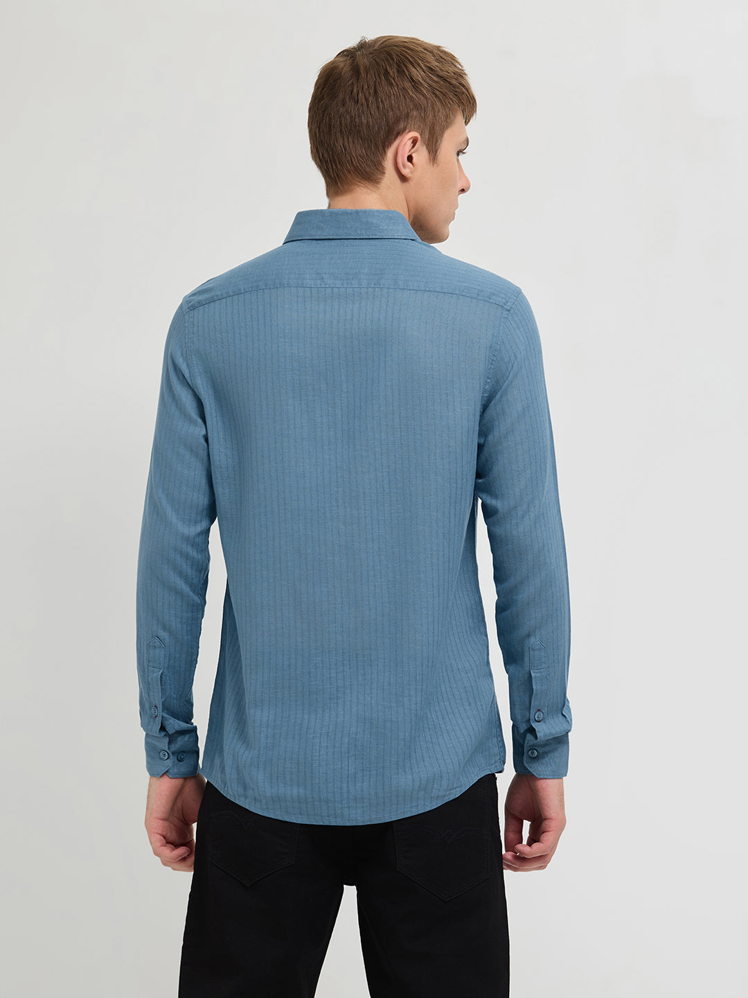 Thunder Blue Solid Casual Shirt