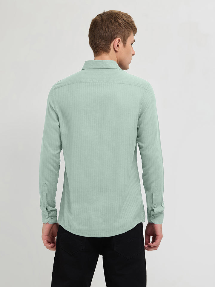 Grass Green Solid Casual Shirt