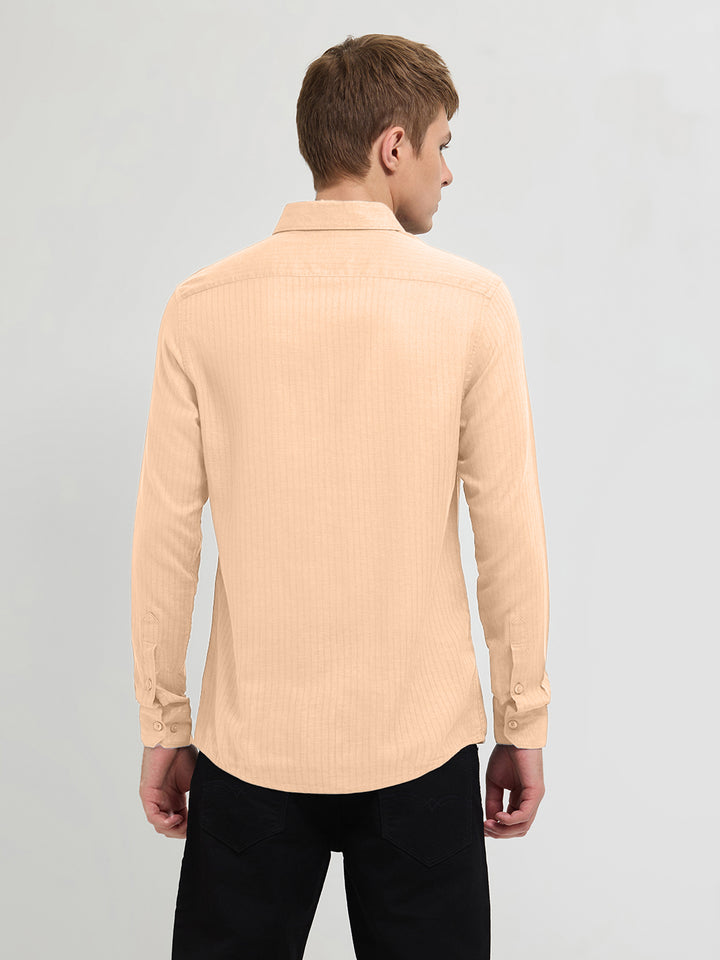Pale Orange Solid Casual Shirt