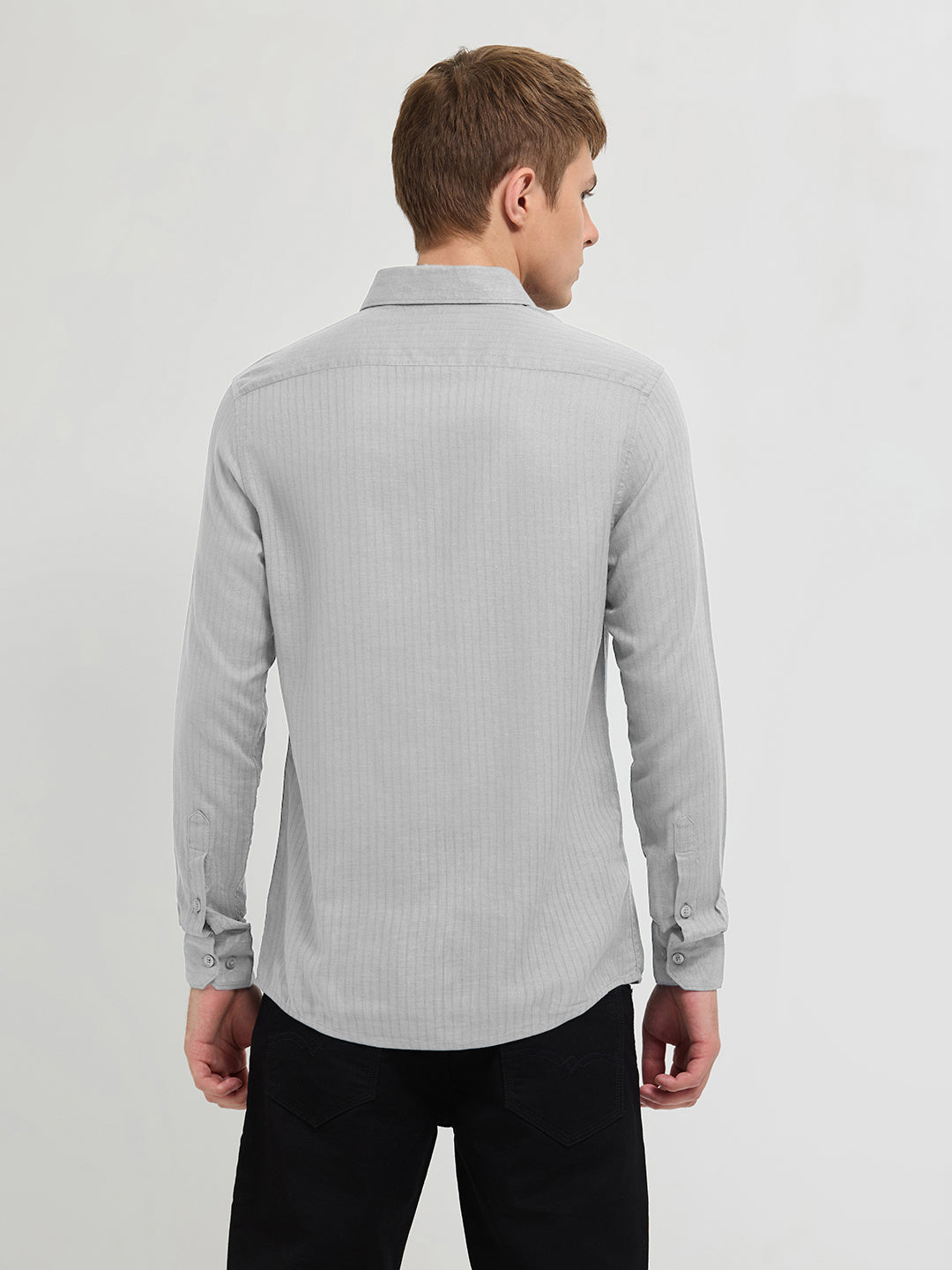 Warm Gray Solid Casual Shirt