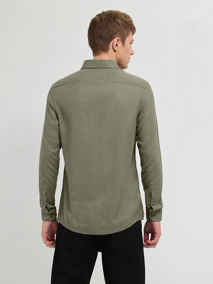 Dark Olive Solid Casual Shirt
